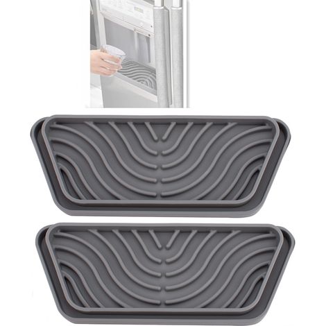 Receveur De Goutte À Réfrigérateur - Tapis De Récupération D'Eau Pour Distributeur De Glace Et D'Eau - Silicone - 2 Pièces (1/5)