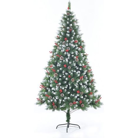 Árbol de Navidad nevado con piñas StarryLights 210 cm x 128 cm - lujoso, denso y natural (1/4)