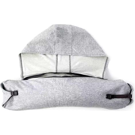 U-förmiges Nackenkissen mit Baumwollfasern, weiches Kapuzenkissen, ideal für Zuhause, Flugzeug, Auto und Reisen