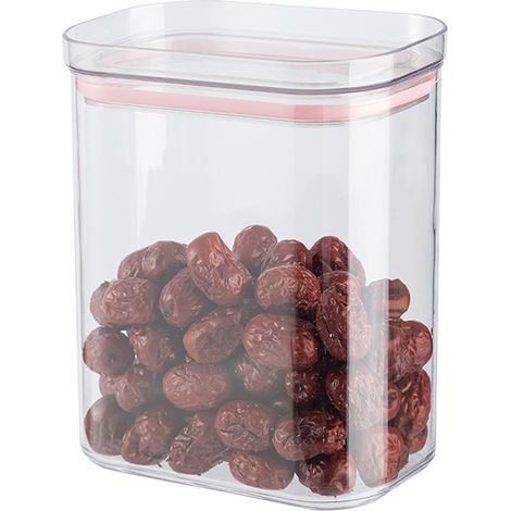 Boîte carrée de rangement en plastique alimentaire, récipient hermétique pour grains, café et aliments secs, coffret de conservation étanche avec couvercle (1/5)