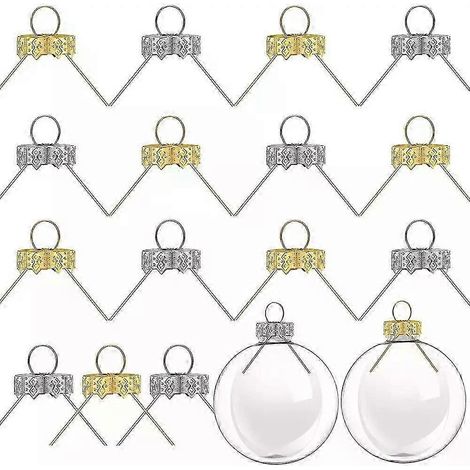 50 bouchons en aluminium pour boules de Noël, finition or et argent, à monter soi-même. Décorations de sapin de Noël par électroplacage. (1/5)
