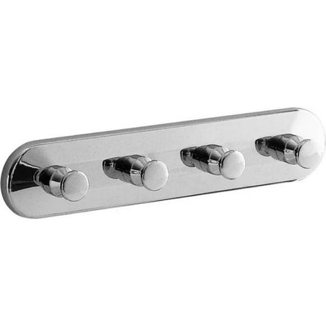Gedy Appendiabiti da parete multiplo cromato, Misure e peso: 4X20X3,1 CM & 0,18 KG, Appendi asciugamani bagno realizzato in acciaio inox, Design R&S, Taglia Unica (1/4)