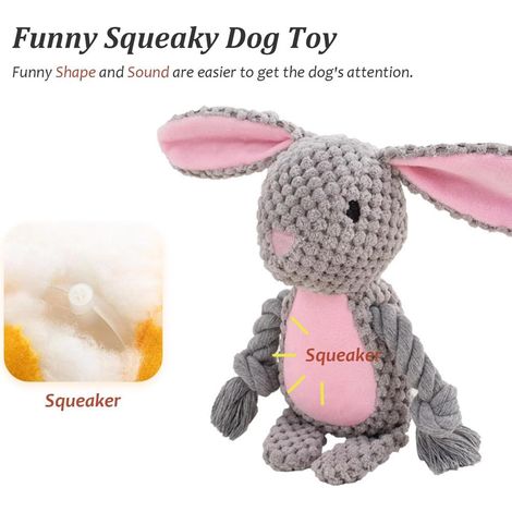 Jouet interactif pour chien en forme de lapin – Jouet couineur résistant, jouet à mâcher sans danger pour les chiots et les chiens de petite et moyenne taille. (1/3)