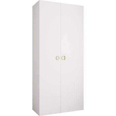 Armario Hartford 540, Blanco, 246x110x42cm, Puertas de armario: Con bisagras, Número de estantes: 6