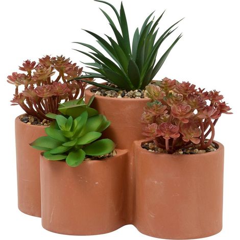 Plantes Grasses Artificielles en Pot "Wonj" 22cm Terracotta