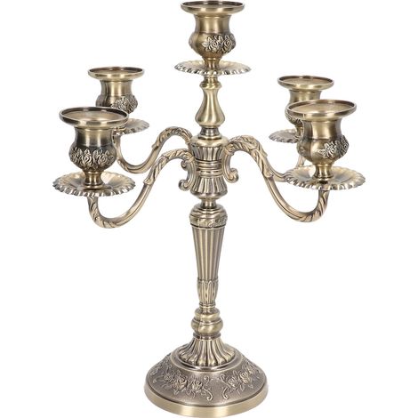 Support de bougie vintage en alliage de zinc, design décoratif élégant pour cheminée, salle à manger ou événement de mariage. (1/5)