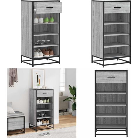 vidaXL Schuhregal Grau Sonoma 48x38x97,5 cm Holzwerkstoff