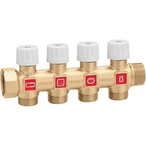 Einfacher Verteiler mit Gehäuse aus entzinkungsbeständiger-Legierung Caleffi 354 3/4" - 3