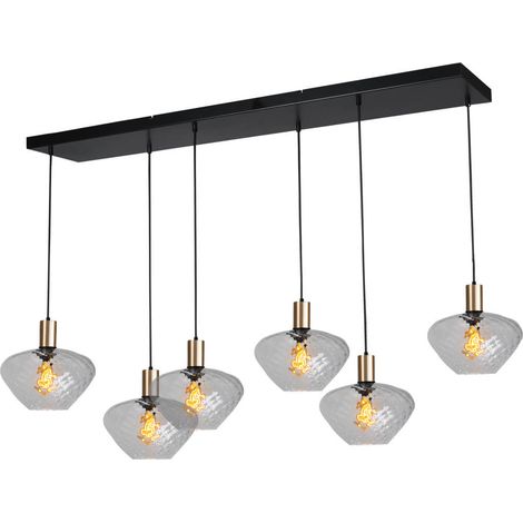 Lampe suspendue 6 lumières - dorée - Porto avec verres transparents Blossom - 2711-05-02-130-25-67