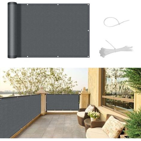Balkon-Sichtschutz 90 x 300 cm, UV-Schutz, wind- und wasserdicht, für Terrasse, Garten, Balkon, Patio, inklusive Kabelbinder, Anthrazit (1/5)