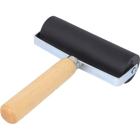 Rouleau d'impression en caoutchouc noir avec manche en bois amovible, outil et fournitures pour le processus d'impression L (1/4)