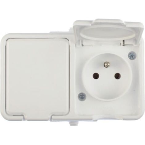 Enchufe doble Schneider con/sin casquillo, color blanco cedro, NT 230 H 01
