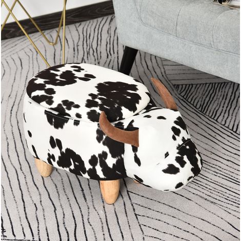 Pouf coffre 62x35x36 cm noir blanc – avec rangement et assise confortable (1/5)