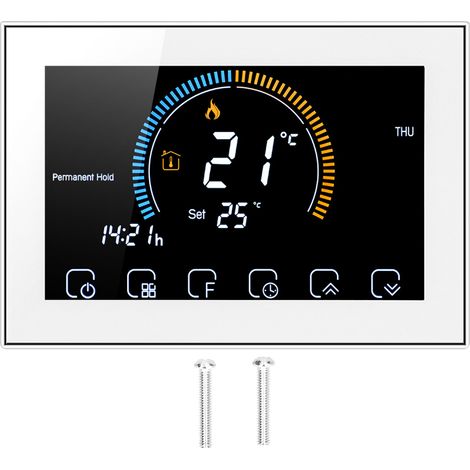 Thermostat intelligent avec écran tactile LCD, contrôleur de température pour chauffage d'eau AC95-240V (BHT8000GA, blanc) (1/5)
