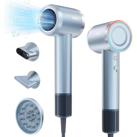 YASHE Asciugacapelli ionico HD-896, 1600 W, 3 accessori, azzurro