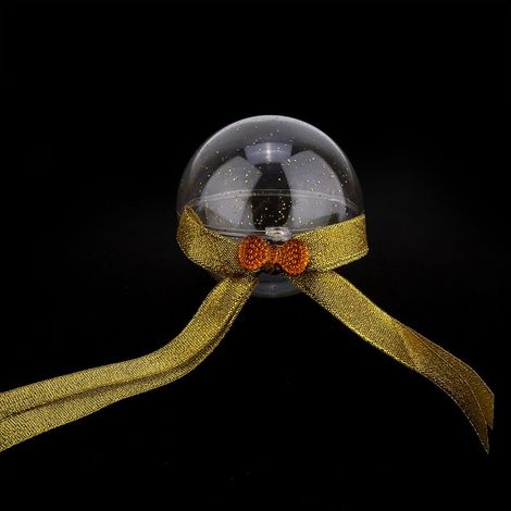 Dekorative, transparente Schachteln für Süßigkeitengeschenke, hängende glitzernde Weihnachtskugeln (goldene Schleife) (1/5)