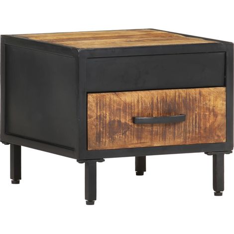 Comodino con cassetto stile industriale 40 x 40 x 35 cm legno di mango e acciaio DEC033008