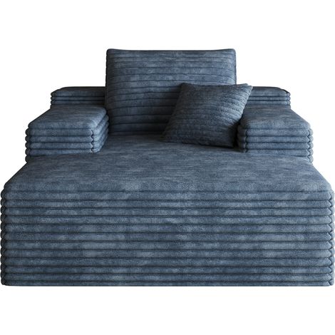 CHICFURN Chaise longue 115x159 cm in tessuto blu corduroy, senza montaggio per soggiorno (1/5)