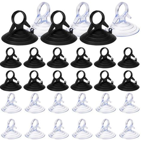 60 Pièces Ventouse pare Soleil, 45mm Ventouse Sans Crochets Ventouse, PVC Ventouses Mini Ventouse Transparente et Noire (1/4)