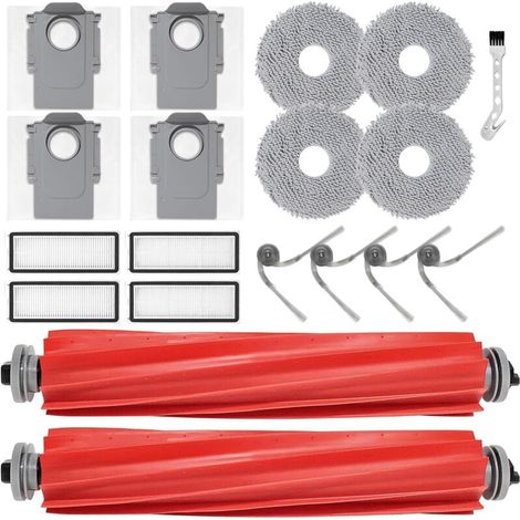 Replacement parts for Roborock QV 35A / QV 35S / QR 798 / QR 598 robot vacuum cleaner: accessories, 2 main brushes, 4 cloths, 4 dust bags, 4 filters, 4 side brushes (1/4)