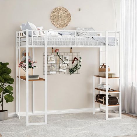 Cadre de lit coloris blanc en fer 200 x 107 x 180 cm (1/5)