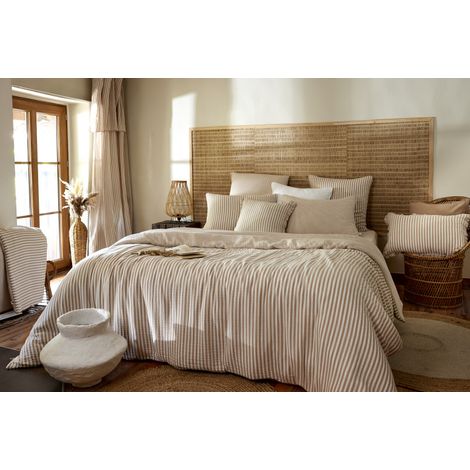 Housse de couette réversible "Romie Ficelle" toutes dimensions Gaze de Coton tissée teinte l'Effet Papillon - Romie Ficelle - Housse de couette 200 x 200 cm