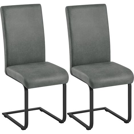 Yaheetech Set 2 Sedie Sala da Pranzo Imbottite Seduta Spessa 10 cm, Sedie Cucina con Schienale Alto, Gambe in Metallo a Forma di U per Uffici, Soggiorni e Salotti, Grigio/Nero