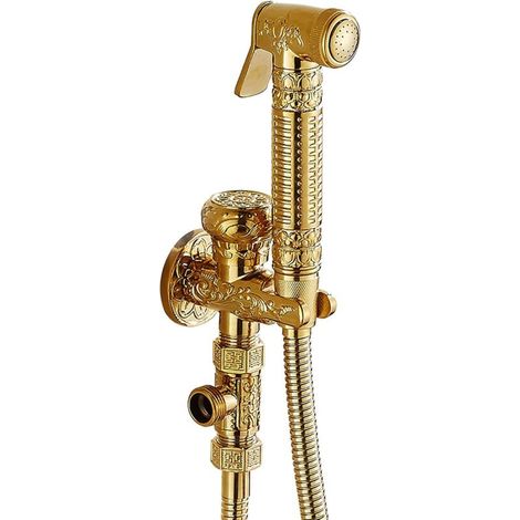 Toilet Spray Bidet - Brass Hand Shower, Wall-Mounted Toilet Spray Kit with Cold Water Mixer Tap, Gold (1/4)