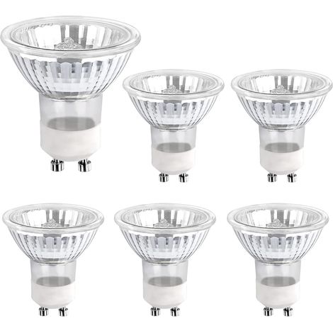 Ampoule halogène GU10 35W 230V, 380 lumens, lumière blanche chaude 2700K, ampoule spot halogène à intensité variable, convient à l'éclairage d'armoires et à l'éclairage d'affichage, paquet de 6. (1/5)