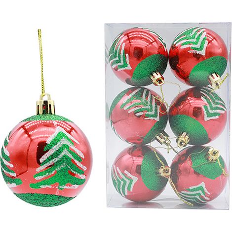 Boule De Noel En Plastique - 6 cm - Pailletée - Décoration Arbre De Noël - Lot De 6 (1/5)