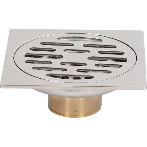 Bouche d'Égout Carrée 4 Pouces Anti-Odeurs et Insectes, Noyau Cuivre Pur pour Salle de Bain, Cuisine, Balcon, Revêtement Résistant
