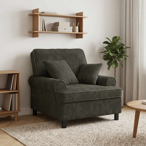 vidaXL Fauteuil XL avec coussins Anthracite Tissu à 1,5 lignes (1/5)