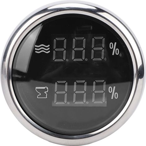 Manomètre numérique Ortviai CX6291 52mm Noir/Argenté niveau eau et effluents rétroéclairage blanc pour camping-car bateau (1/5)