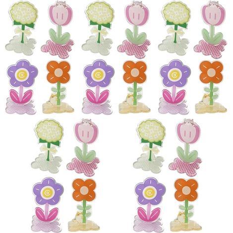 5 ensembles porte-photos fleurs acrylique – 4 pièces chacun, pour tables et maison (1/4)