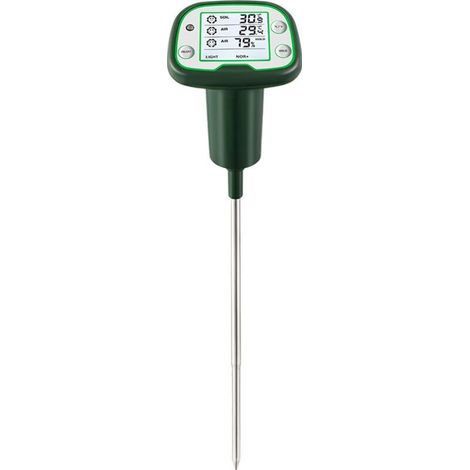 Testeur de sol numérique, thermomètre et hygromètre avec écran LCD rétroéclairé, pour la plantation de fleurs, vert (1/4)