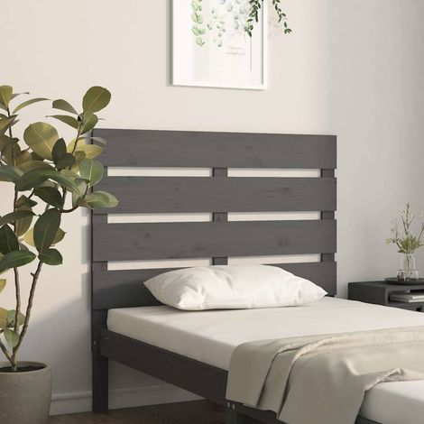 vidaXL Cabecero de cama madera maciza de pino gris 100x3x80 cm (1/5)