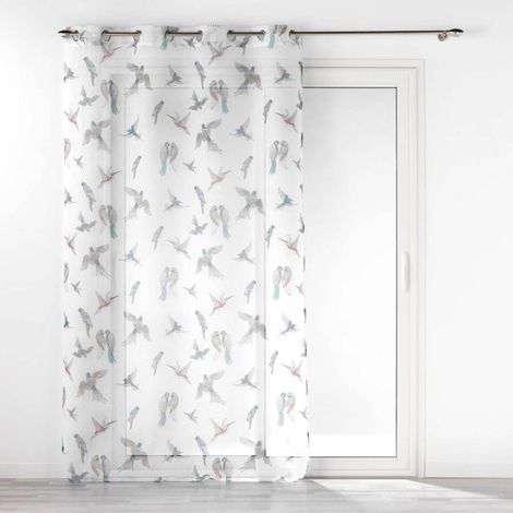 Rideau Voilage à Œillets Imprimé "Envolia" 140x240cm Blanc (1/3)