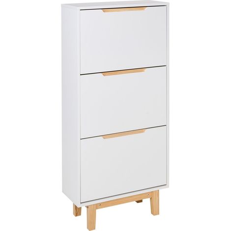 Scarpiera 3 scomparti in legno MDF Bianco Sandfly