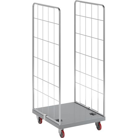eurokraft pro, Roll-conteneur hygiénique, inox, avec 2 grilles