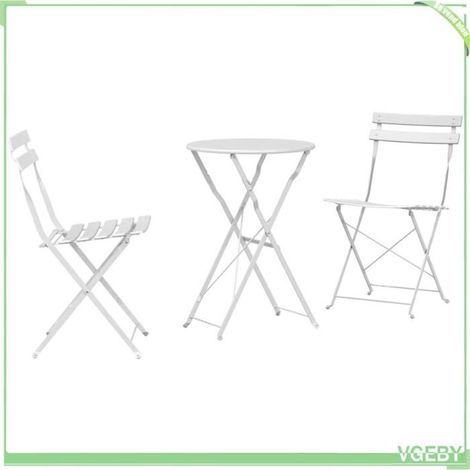Ensemble bistro pliant 3 pcs - FAFEICY - 42002968 - Blanc mat - Acier - Pliant (1/5)