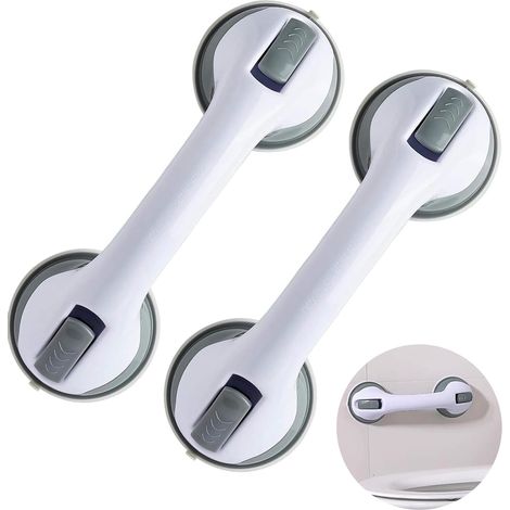 Extra starker Haltegriff mit Saugnapf, 30 cm 2 Stück für Bad & Dusche Sicherer Halt in Küche, auf Glas und glatten Wänden Seniorenaccessoire – Grau (1/5)