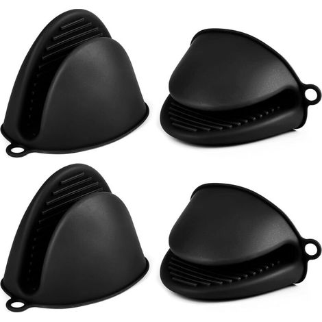 4 PCS Gants de four en silicone - Mini gants de four antidérapants et résistants à la chaleur - Couvercles de protection anti-pincement pour cuisine, barbecue, barbecue, pâtisserie, frite (1/4)