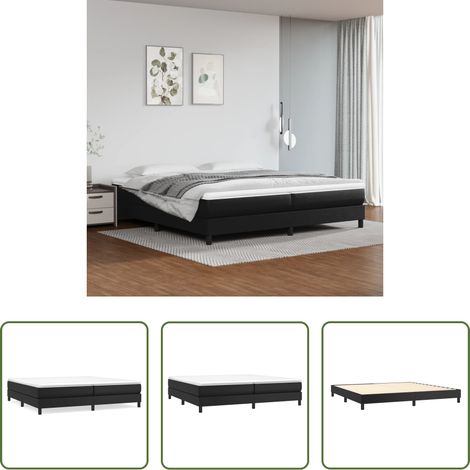 Kunstlederbett -  Boxspringbettgestell Schwarz 200x200 cm Kunstleder (1/5)