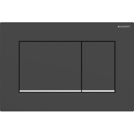 Plaque de déclenchement GeberitSigma20 (ex Sigma30) square pour rinçage double touche: noir mat laqué, revêtement facile à nettoyer, chromé brillant (115.883.14.1) (1/4)