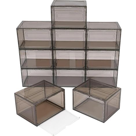 Cajas para zapatos, PP y acrílico, 30 x 20 x 11 cm, diseño apilable, compatibilidad versátil, bordes redondeados seguros. (1/5)