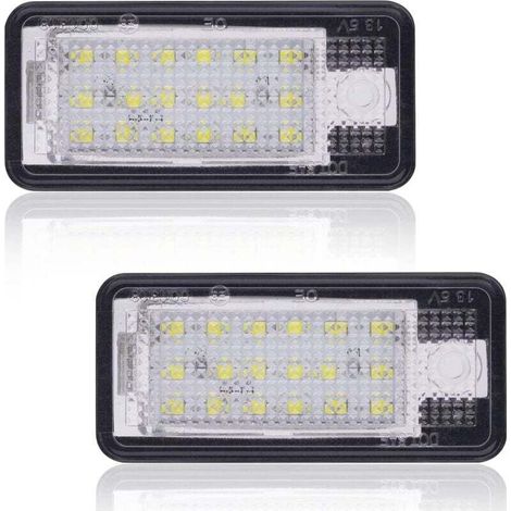 Ampoules LED ultra-lumineuses pour plaque d'immatriculation, lumière blanche xénon 6000K, 18 SMD, lot de 2, compatibles avec Audi A3 S3 A4 S4 A6 S6 C6 A8 S8 Q7 RS4 RS6 (1/4)