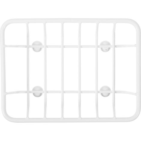 Porte-savon auto-drainant, fer, blanc, pour séchage du savon (1/5)