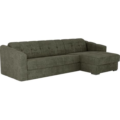 Divano letto angolare express Tessuto testurizzato Verde kaki Posto letto 160cm Materasso 18cm - DARIELO