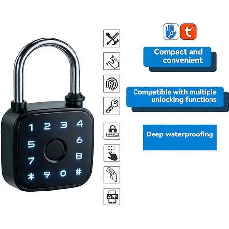 Ce mini cadenas électronique biométrique étanche est doté d'une application graffiti, d'une connectivité Bluetooth empreinte digitale/mot de passe et convient aux casiers, valises et salles de sport. (1/4)