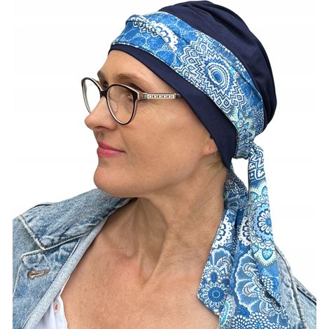 Turbante primaverile da donna Lena 20-307, sciarpa morbida, adatta anche dopo la chemioterapia. (1/5)